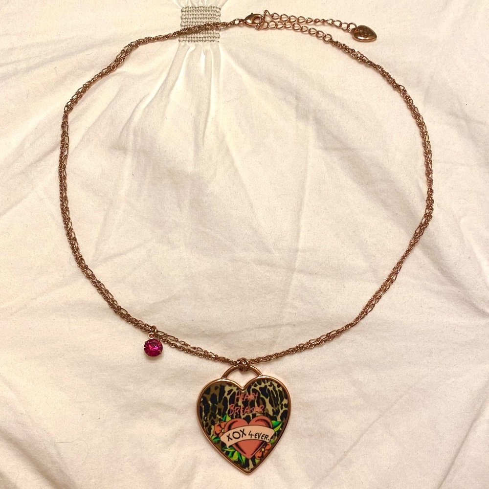 BETSEY JOHNSON - Tattoo Heartbreaker XOX 4Ever Heart Necklace